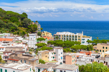Cityscape of Lacco Ameno. Mediterranean Sea