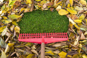 Blätter Fegen - Gartenarbeit 