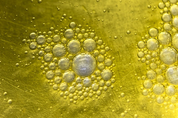 Macro of water drops in the oil
