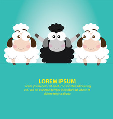 Obraz premium Black Sheep with Blue Background