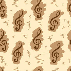 The brown painted treble clefs