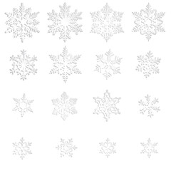 Set of vector snowflakes isolated on white background