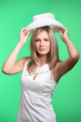 Naklejka premium beautiful girl with hat 