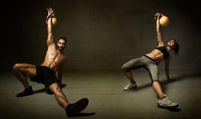 kettleball excercise for two persons