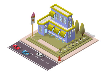 Vector Isometric Restaurant Building