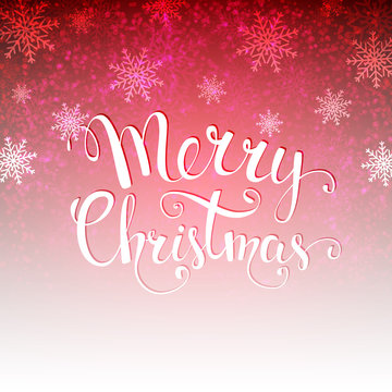 Christmas background with  snowflakes and handwritten text 