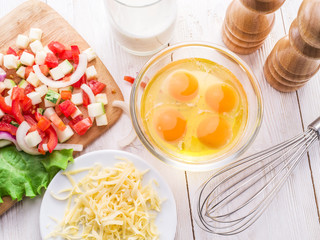 Omelette ingredients.