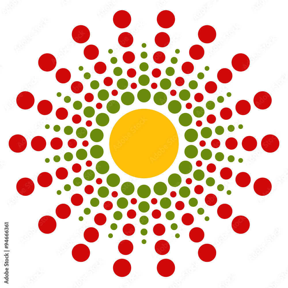 Poster dotted motif. bursting, concentric circles element. vector.