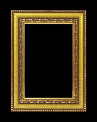 The antique gold frame on black background