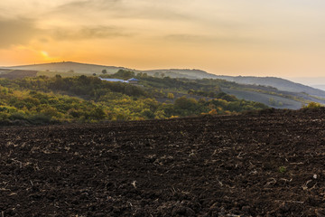 Autumn sunset on Agsu pass.Azerbaijan