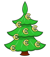 Christmas tree with euro signs