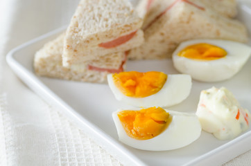 boiled eggs with bread sandwich