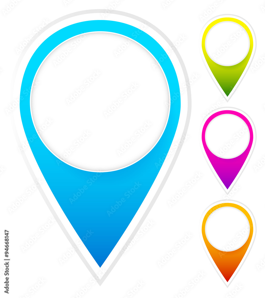 Poster Set of colorful map markers, map pins