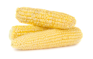 Three ripe yellow corn on the cob