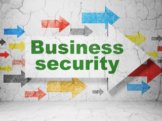 Security concept: arrow with Business Security on grunge wall background