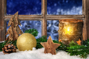 Seasonal arrangement on the window sill