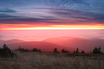 Fototapeta na wymiar Mountains at the sunrise