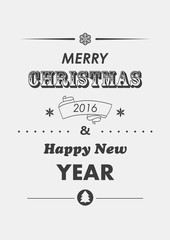 Christmas Typography Greeting Card. Merry Christmas And Happy New Year. Vector Illustration.