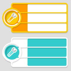 Obraz premium Colored boxes for your text and spanner