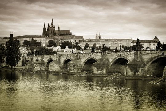Prague in Czech Republic. View of Prague Castle (Hradcany) and the Cathedral.