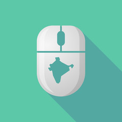 Wireless long shadow mouse icon with  a map of India