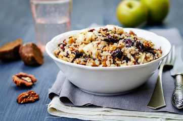Eggplant quinoa apples dried cranberry salad