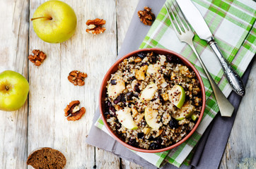Eggplant quinoa apples dried cranberry salad