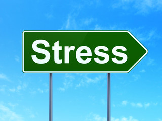 Medicine concept: Stress on road sign background