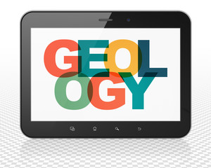 Science concept: Tablet Pc Computer with Geology on  display