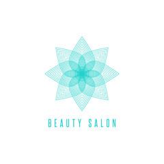 Flower logo monogram, thin line style floral beauty salon emblem, cosmetologist business card symbol