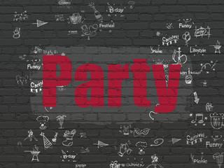 Entertainment, concept: Party on wall background