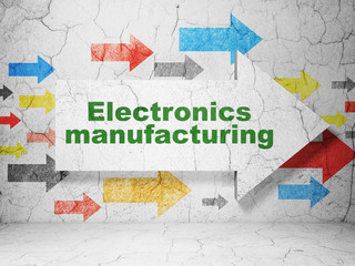 Manufacuring concept: arrow with Electronics Manufacturing on grunge wall background