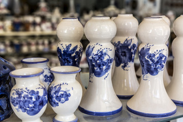 Greek traditional ceramic in the bowls form, painted with specific reasons Corfu Island area, Greece.