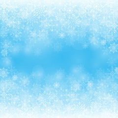 Winter Snow Background with Different Snowflakes. Vector Illustration
