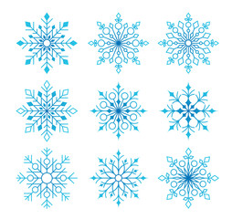 Fototapeta na wymiar Beautiful Snowflakes Set for Winter Season in Snowy Background. Vector Illustration 