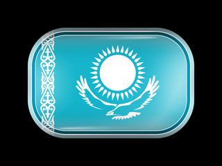Flag of Kazakhstan. Rectangular Shape with Rounded Corners