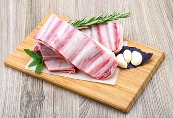 Raw lamb ribs