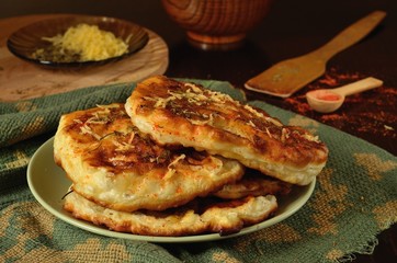 Homemade fried tortillas with cheese.