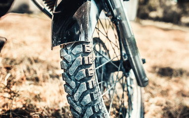 Closeup photo of offroad motor bike outdoor © bedya