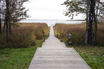 Lanterns near the berth on the lake