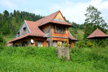 Wooden house in mountains