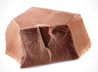 Milk chocolate piece isolated on white