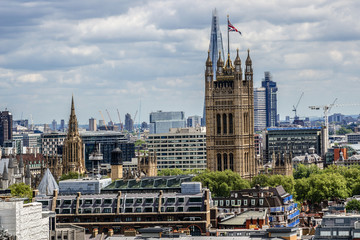 Fototapeta premium Aerial View from Westminster Cathedral: Roofs and Houses. London