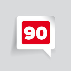 Number ninety vector label red