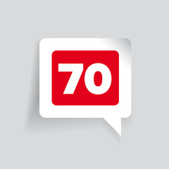 Number seventy vector label red