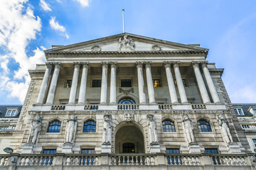 Historical building of the Bank of England, London, UK.