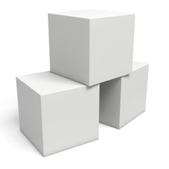 White boxes isolated on white background