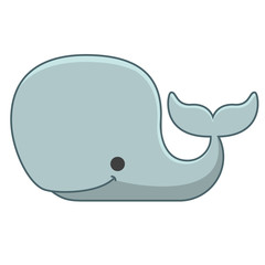 Icono plano ballena gris infantil