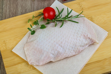 Raw duck breast