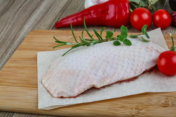 Raw duck breast